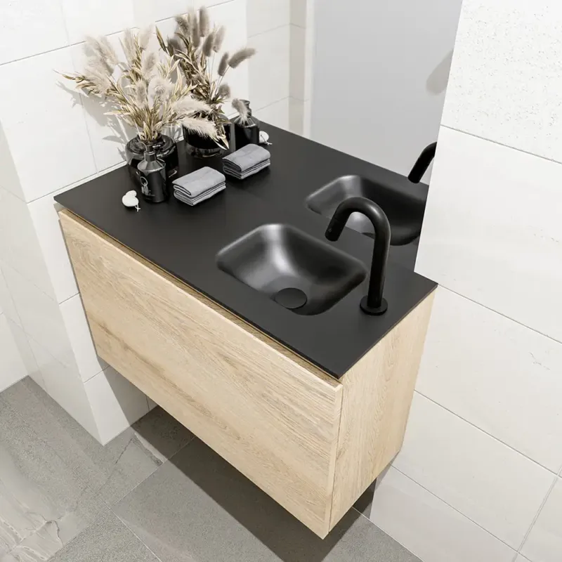 Mondiaz Olan 80cm toiletmeubel washed oak met wastafel urban rechts 1 kraangat Bestseller