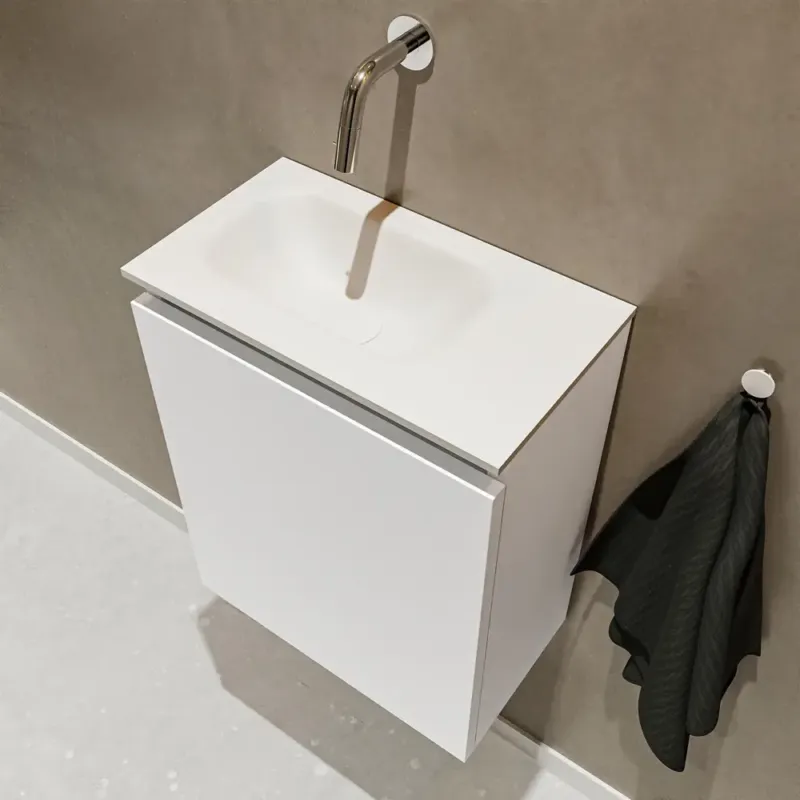 Premium Mondiaz Ture 40cm toiletmeubel talc met wastafel talc links geen kraangat