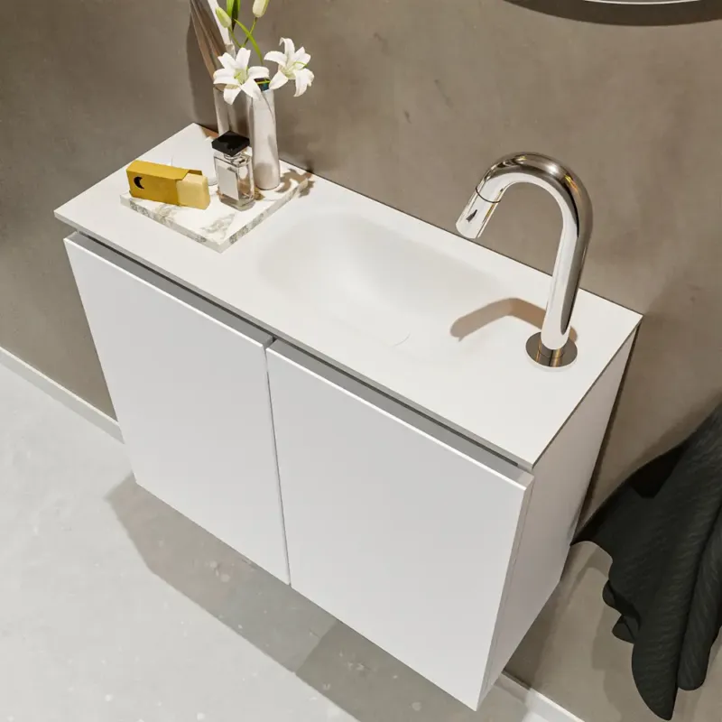 Mondiaz Ture 60cm toiletmeubel talc met wastafel talc rechts 1 kraangat Shop Nu