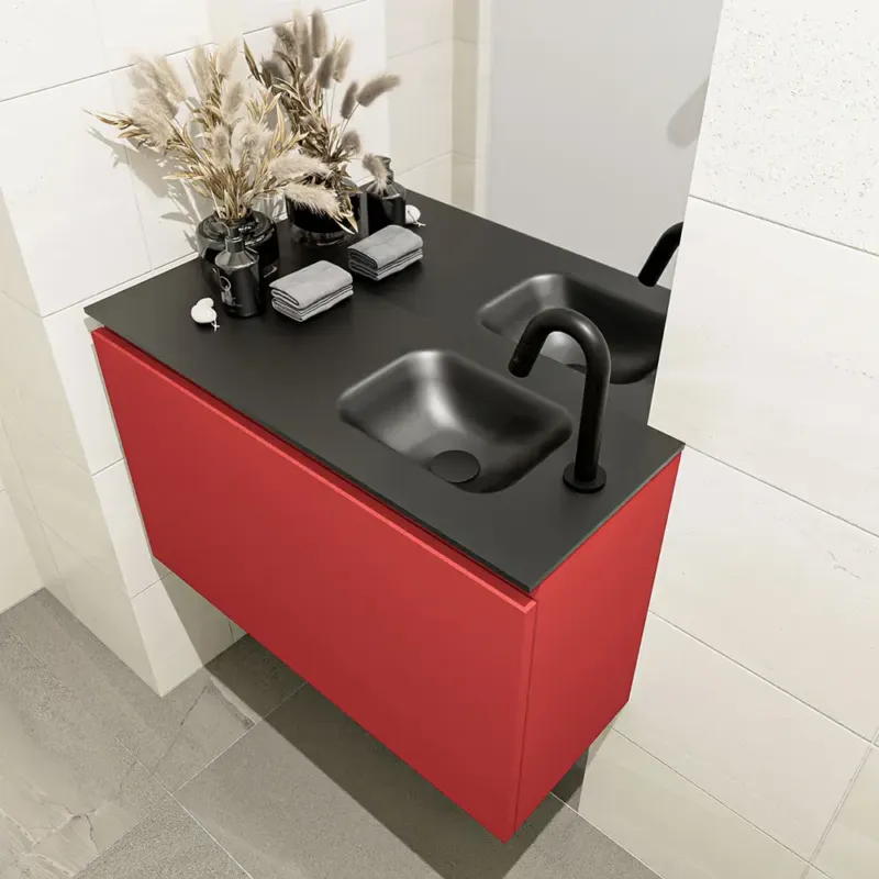 Merkproduct Mondiaz Olan 80cm toiletmeubel fire met wastafel urban rechts 1 kraangat