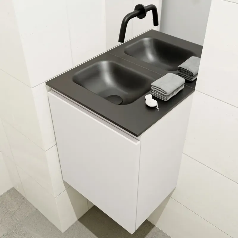 Mondiaz Olan 40cm toiletmeubel linen met wastafel urban links geen kraangat Lage Kosten