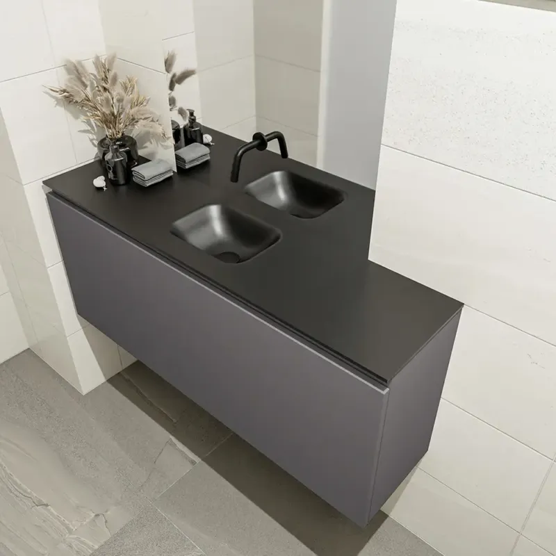 Uitverkoop Mondiaz Olan 120cm toiletmeubel dark grey met wastafel urban midden geen kraangat