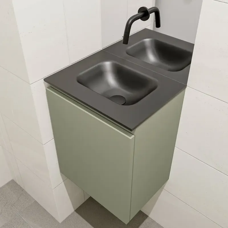 Weekendaanbieding Mondiaz Olan 40cm toiletmeubel army met wastafel urban midden geen kraangat