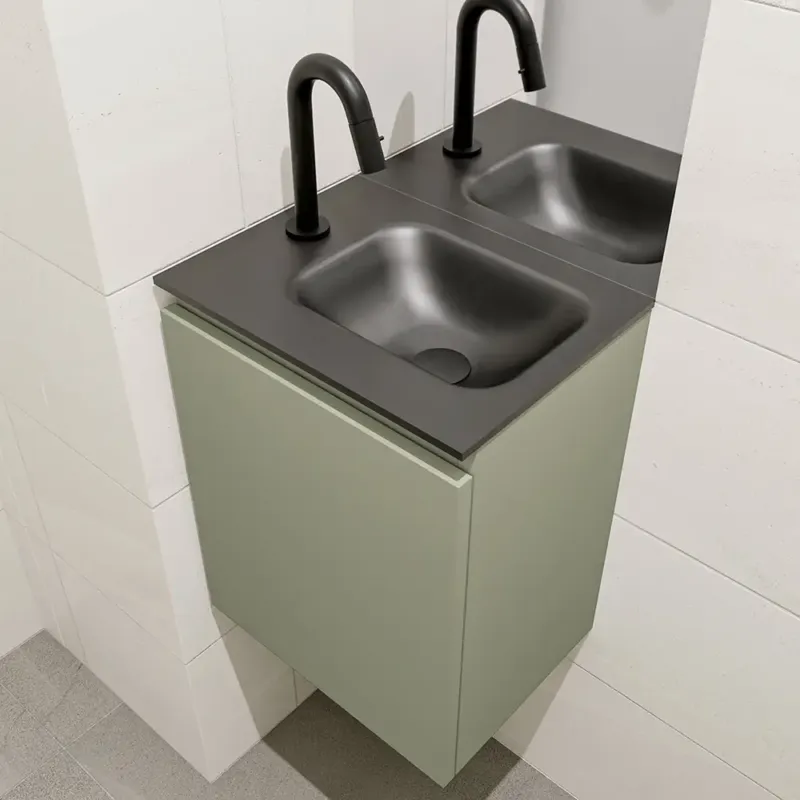 Fabrieksprijs Mondiaz Olan 40cm toiletmeubel army met wastafel urban rechts 1 kraangat