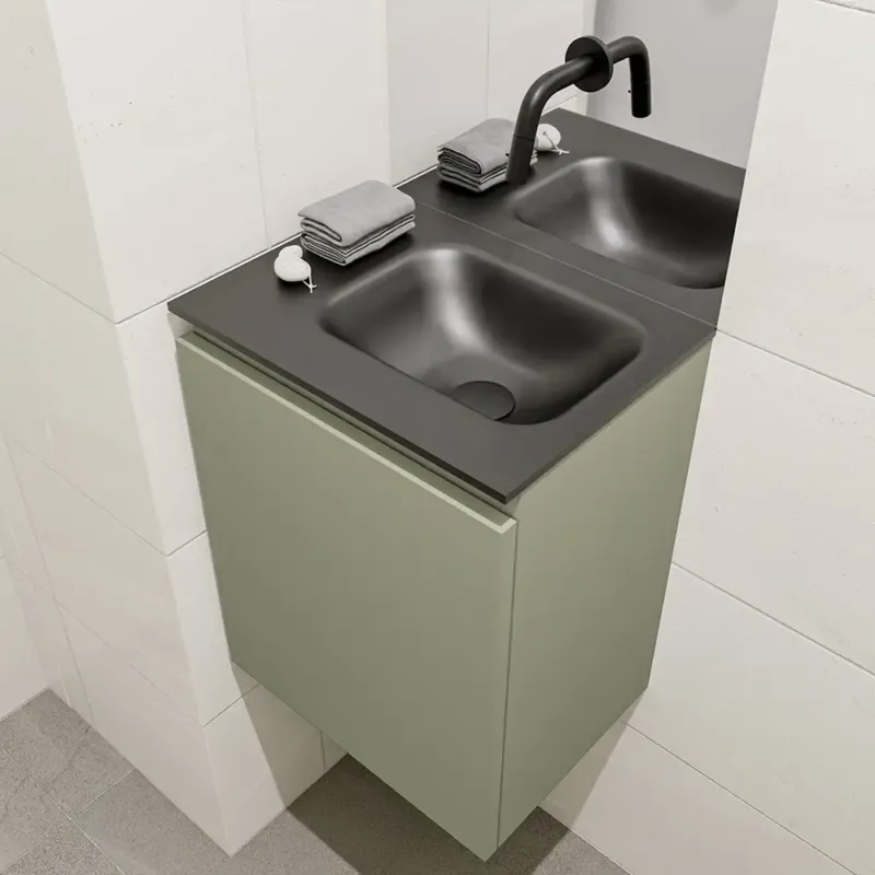 Mondiaz Olan 40cm toiletmeubel army met wastafel urban rechts geen kraangat Dagaanbieding