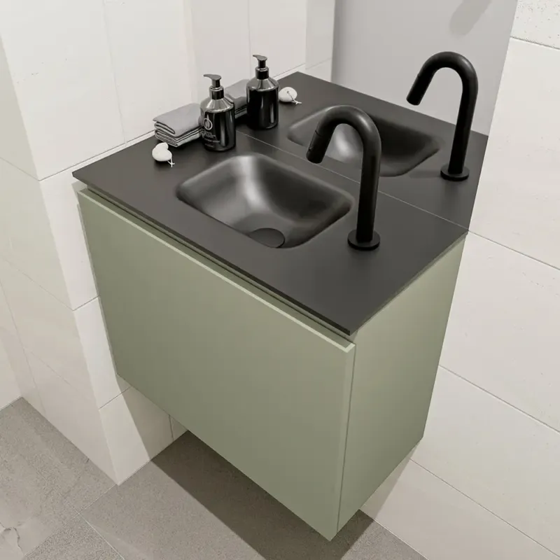 Voordeelprijs Mondiaz Olan 60cm toiletmeubel army met wastafel urban midden 1 kraangat