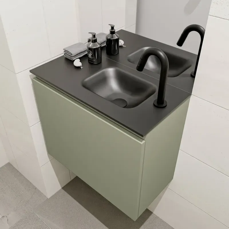 Laatste Kans Mondiaz Olan 60cm toiletmeubel army met wastafel urban rechts 1 kraangat