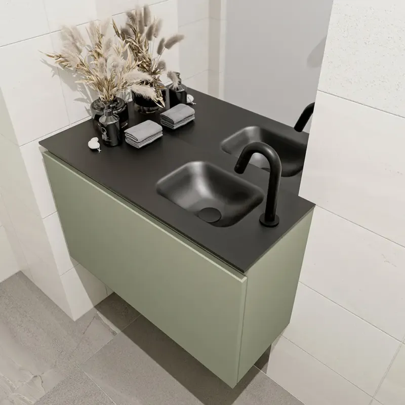 Mondiaz Olan 80cm toiletmeubel army met wastafel urban rechts 1 kraangat Dagaanbieding