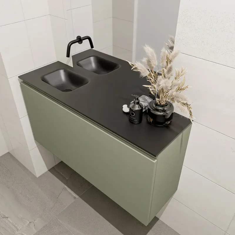 Tijdelijk Beschikbaar Mondiaz Olan 100cm toiletmeubel army met wastafel urban links geen kraangat