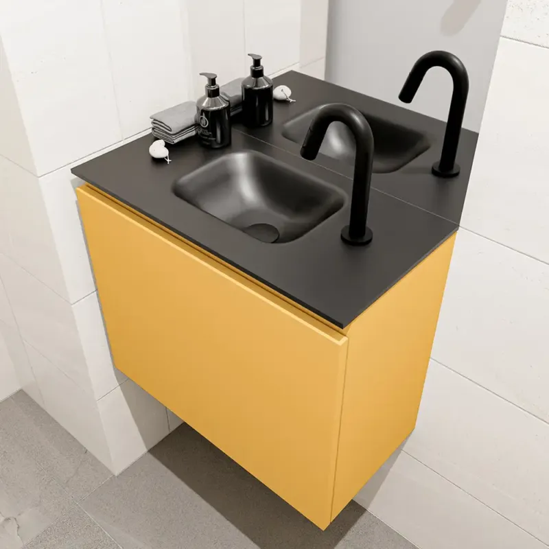 Weekendaanbieding Mondiaz Olan 60cm toiletmeubel ocher met wastafel urban midden 1 kraangat