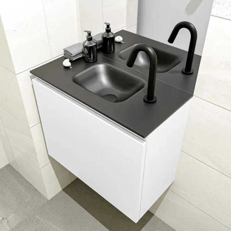 Mondiaz Olan 60cm toiletmeubel talc met wastafel urban midden 1 kraangat Op = Op