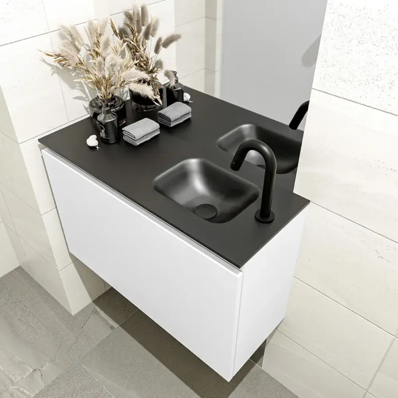 Must-Have Mondiaz Olan 80cm toiletmeubel talc met wastafel urban rechts 1 kraangat