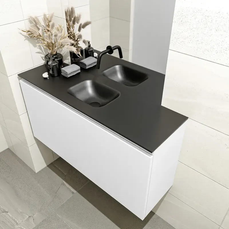 Seizoensaanbieding Mondiaz Olan 100cm toiletmeubel talc met wastafel urban midden geen kraangat
