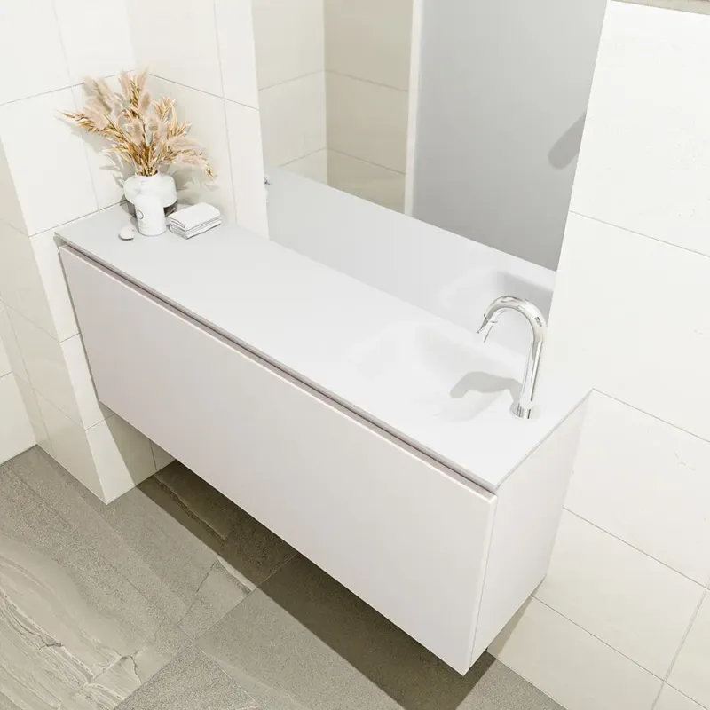 Bestseller Mondiaz Olan 120cm toiletmeubel linen met wastafel talc rechts 1 kraangat
