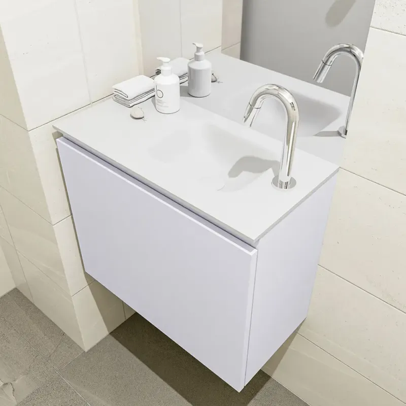 Weekendaanbieding Mondiaz Olan 60cm toiletmeubel cale met wastafel talc rechts 1 kraangat
