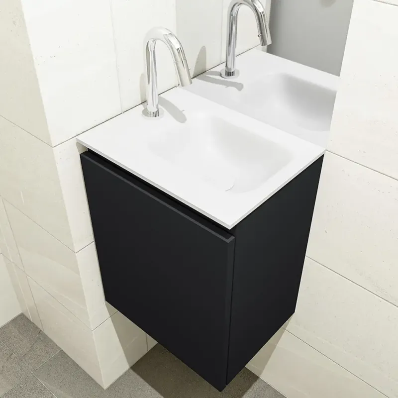 Aanbieding Mondiaz Olan 40cm toiletmeubel urban met wastafel talc rechts 1 kraangat