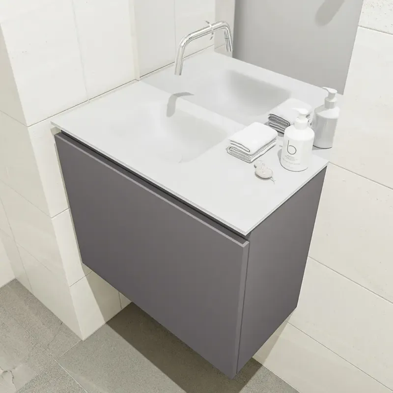 Weekendaanbieding Mondiaz Olan 60cm toiletmeubel dark grey met wastafel talc links geen kraangat