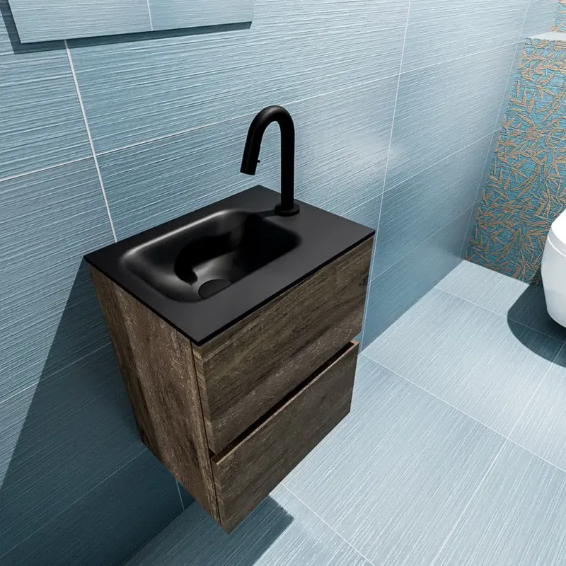 Aanbieding Mondiaz Ada 40cm toiletmeubel dark brown met wastafel urban links 1 kraangat
