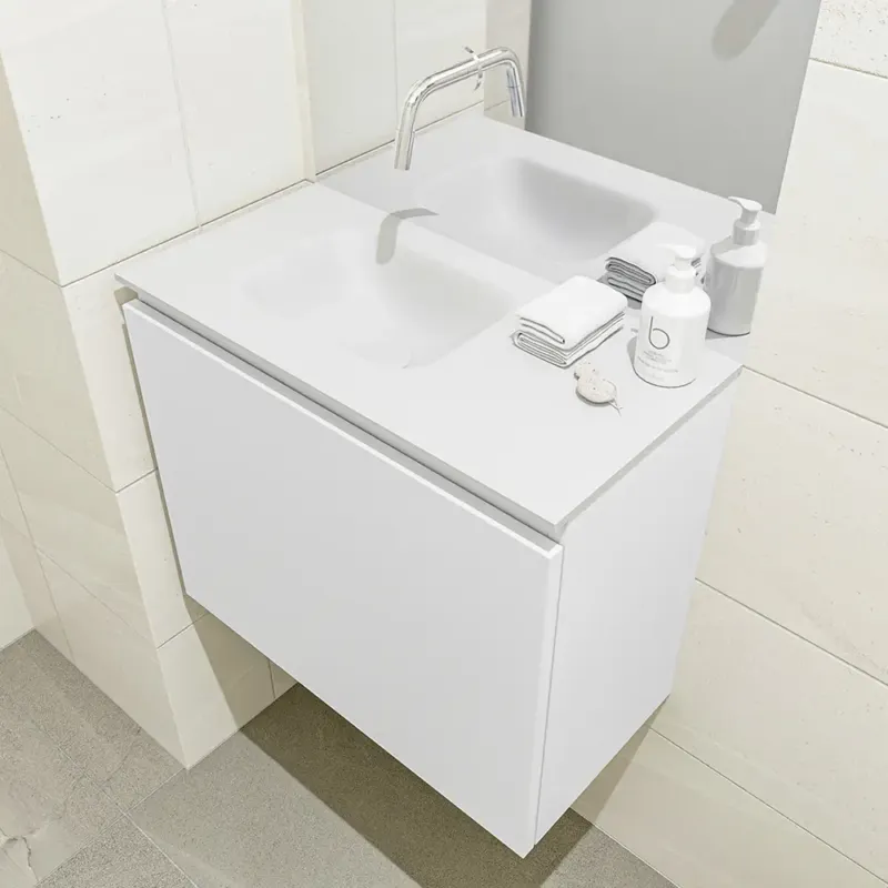 Mondiaz Olan 60cm toiletmeubel talc met wastafel talc links geen kraangat Snelle Levering