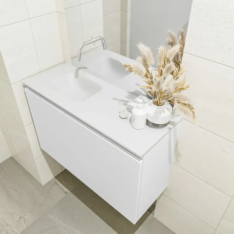 Bestseller Mondiaz Olan 80cm toiletmeubel talc met wastafel talc links geen kraangat
