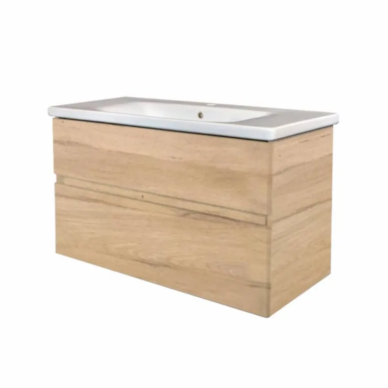 Badkamermeubel Best Design Quick-Greeploos 80x56x44cm Onderkast + Wastafel Grenen Op = Op
