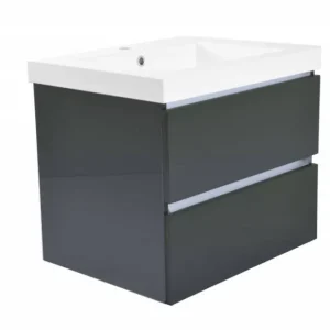 Meest Verkocht Badkamermeubel Luna 60X47 Met Wastafel Hoogglans Grijs (2 Laden)