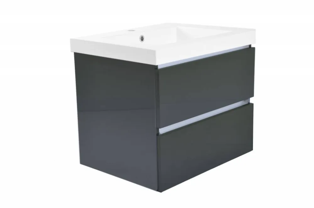 Meest Verkocht Badkamermeubel Luna 60X47 Met Wastafel Hoogglans Grijs (2 Laden)