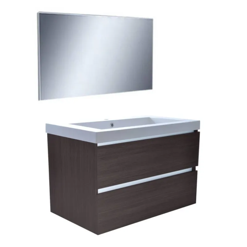 Badkamermeubelset Luna 80X47 Grey Oak (2 Laden) Nu Kopen