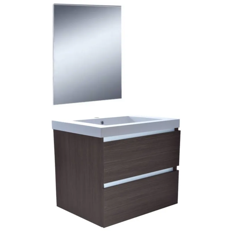 Badkamermeubelset Luna 60X47 Grey Oak (2 Laden) Dagaanbieding