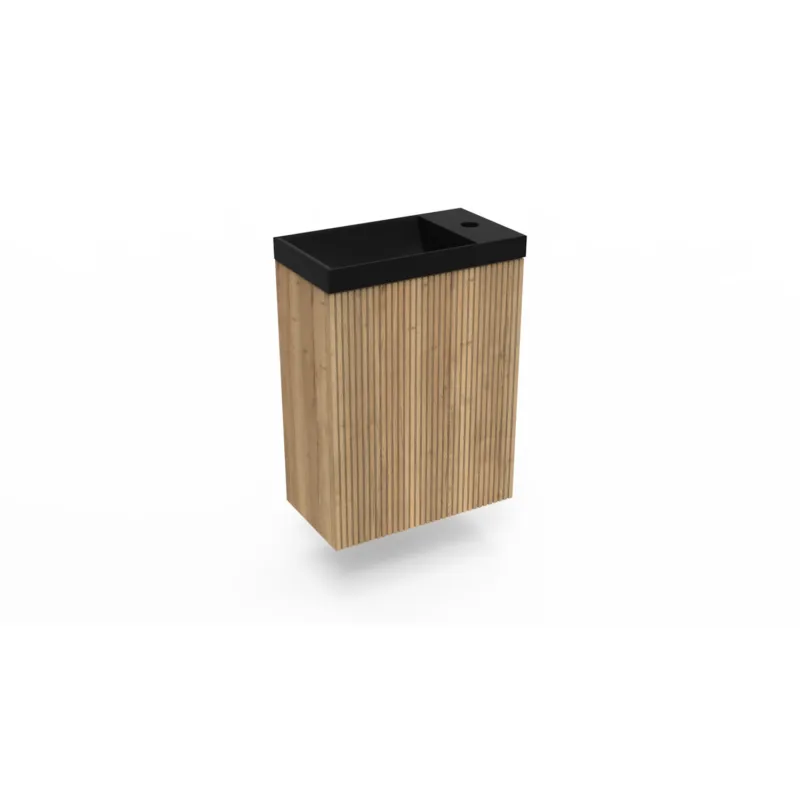 Beperkte Voorraad Fonteinkast Halifax Oak Arcqua Ridge 40x55x28 cm Incl. Fontein Mat Zwart Zonder Overloop