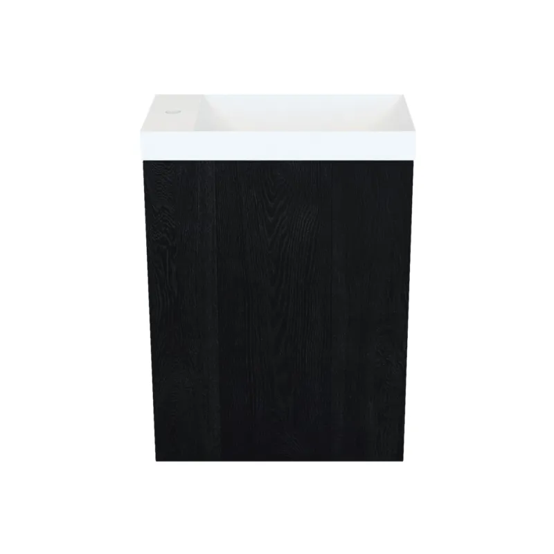 Alleen Vandaag Fonteinkast Black Oak Arcqua Luna 40x55x28 cm Incl. Fontein Mat Wit Met Overloop