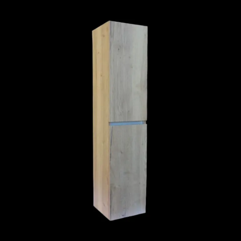 Hoge Kwaliteit Kolomkast Sanilux Trendline Met Greeplijst Aluminium 160x35x35 Cm Naturel Oak