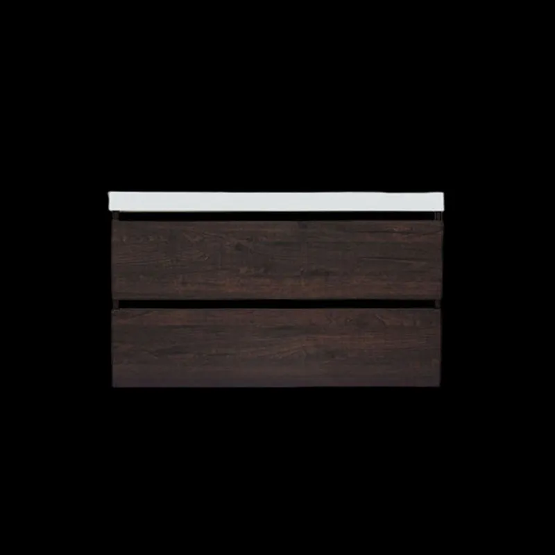 Onderkast Sanilux Trendline Met Greeplijst Mat Zwart 100x47x52 cm Brown Oak Beperkt Aanbod