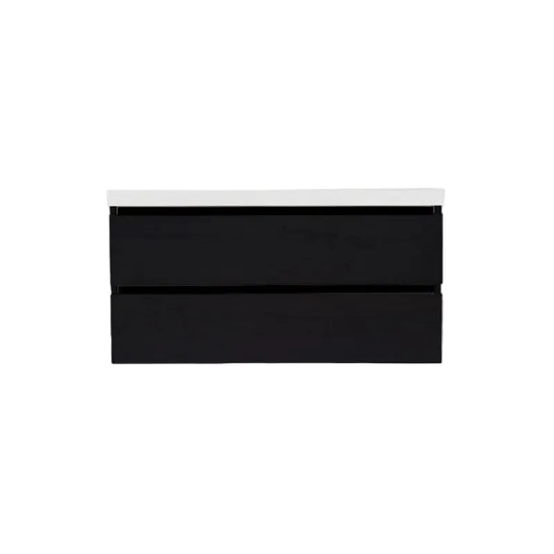 Onderkast Sanilux Trendline Met Greeplijst Mat Zwart 100x47x52 cm Black Oak Nu Kopen