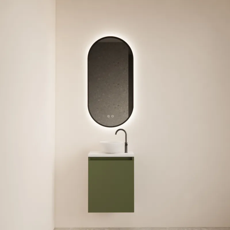 Koopje Fonteinmeubel BWS Meadow 40x50 cm Olijf Groen Incl. Topplaat Mat Wit