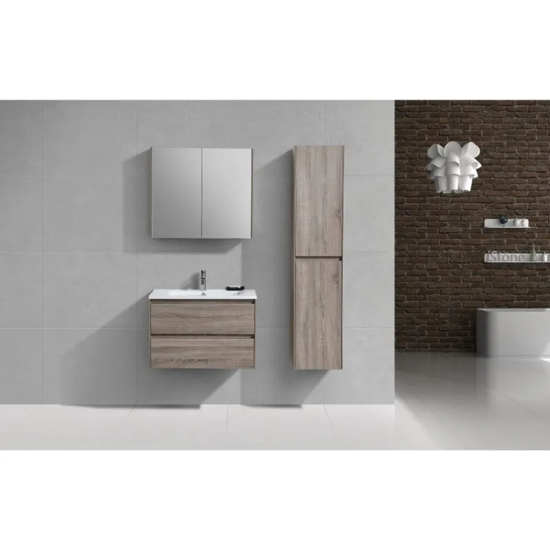 Shop Nu Badkamermeubelset Sanimar Murcia 75 cm Inclusief Spiegelkast Rustiek Licht Eiken