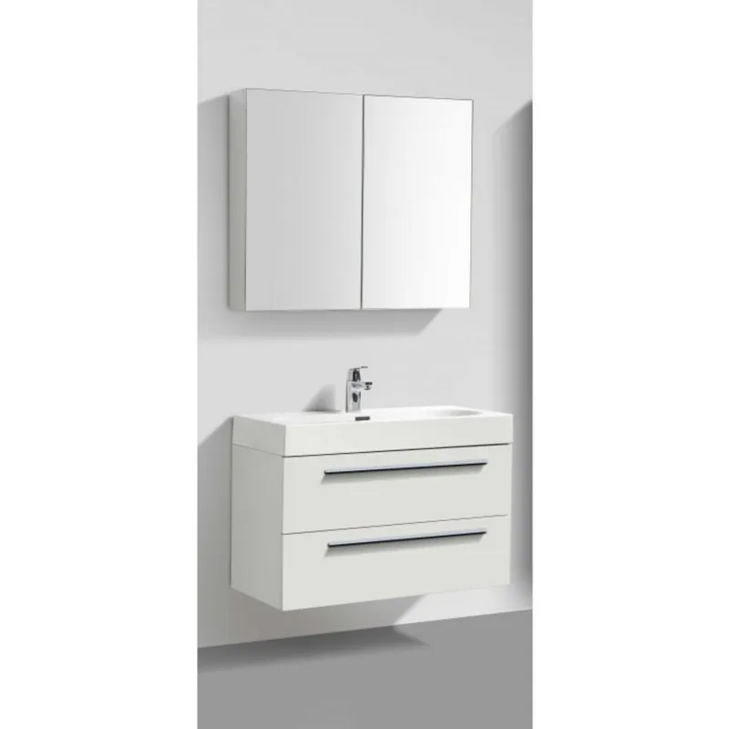 Nu Kopen Badkamermeubelset Sanimar Barcelona 80 cm Inclusief Spiegelkast Wit