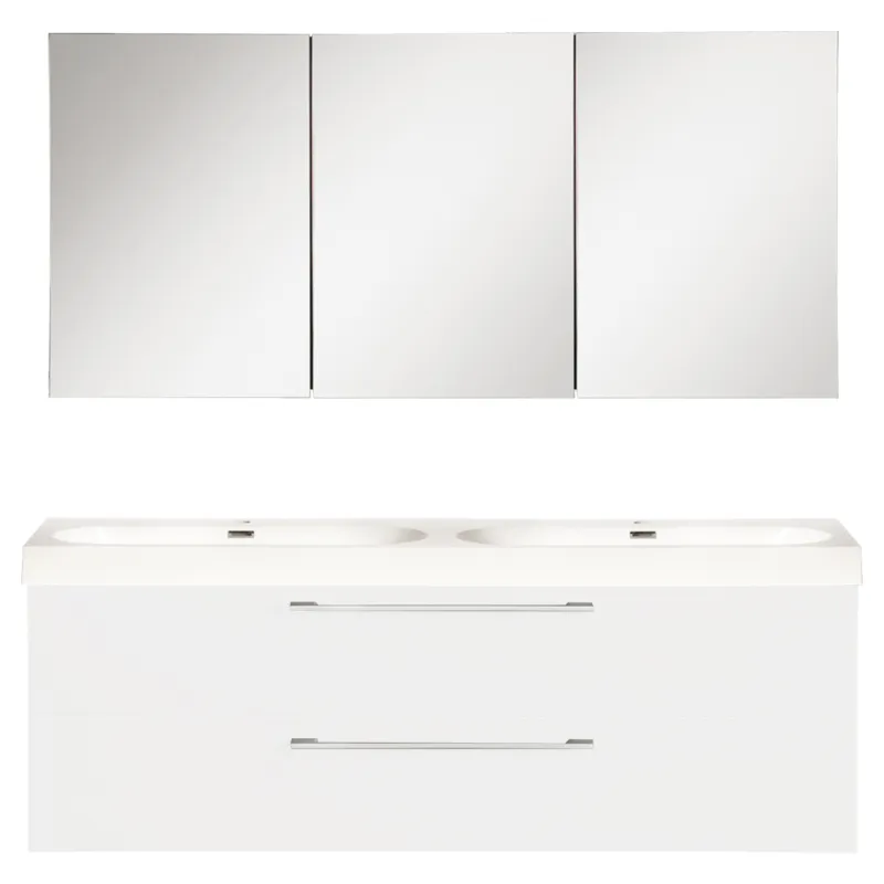 Direct Verzonden Badkamermeubelset Differnz Somero Met Keramiek Wastafel 120 cm Hoogglans Wit (Inc. Spiegelkast)