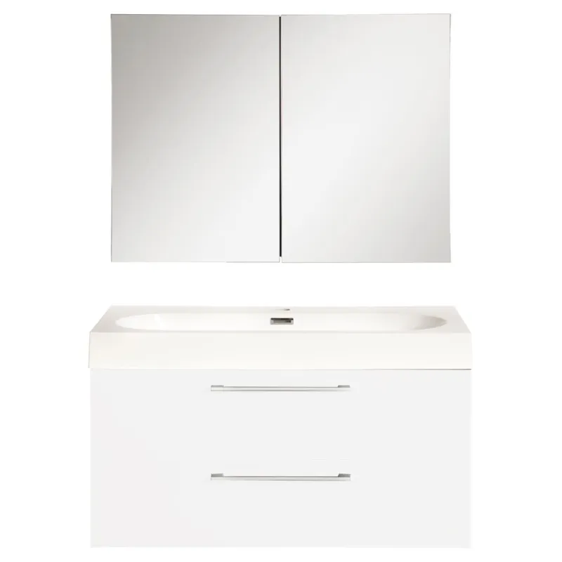 Badkamermeubelset Differnz Somero Met Keramiek Wastafel 80 cm Hoogglans Wit (Inc. Spiegelkast) Express Levering