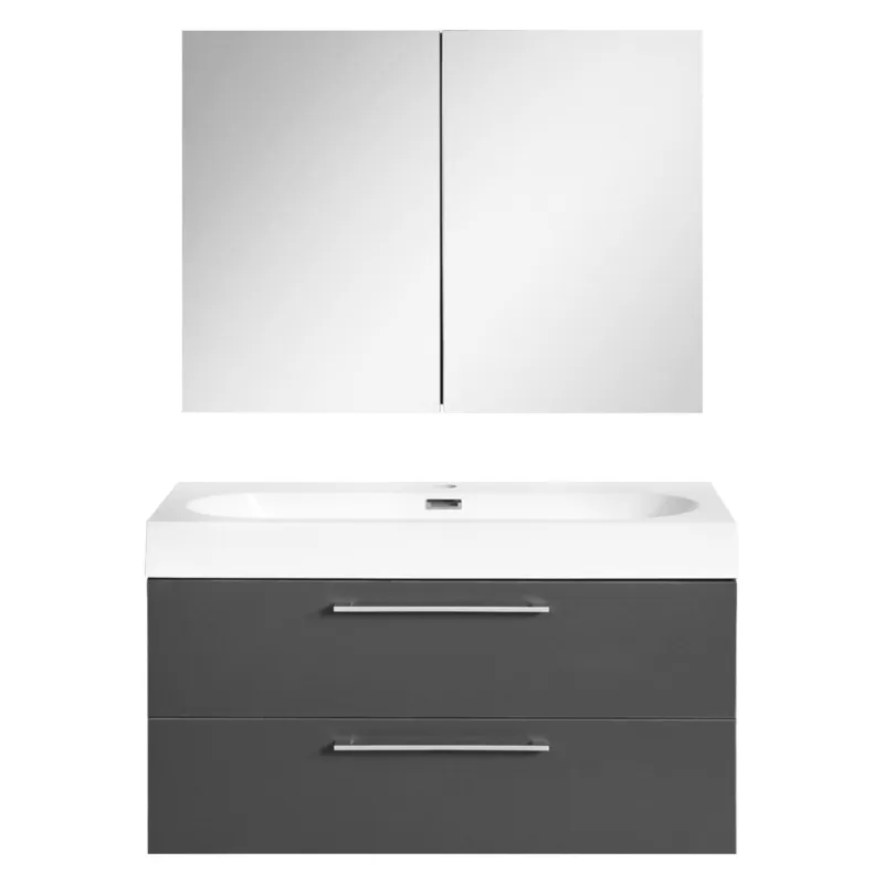 Badkamermeubelset Differnz Somero Met Keramiek Wastafel 80 cm Antraciet (Inc. Spiegelkast) Lage Prijs