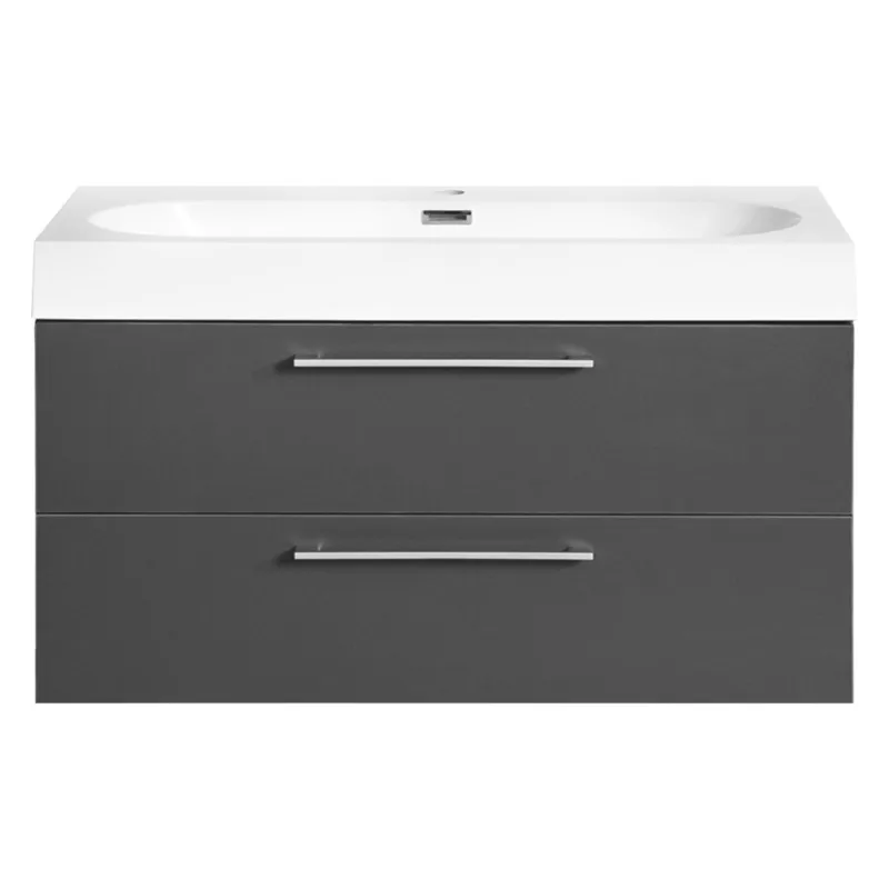 Gereduceerde Prijs Badkamermeubelset Differnz Somero Met Keramiek Wastafel 80 cm Antraciet
