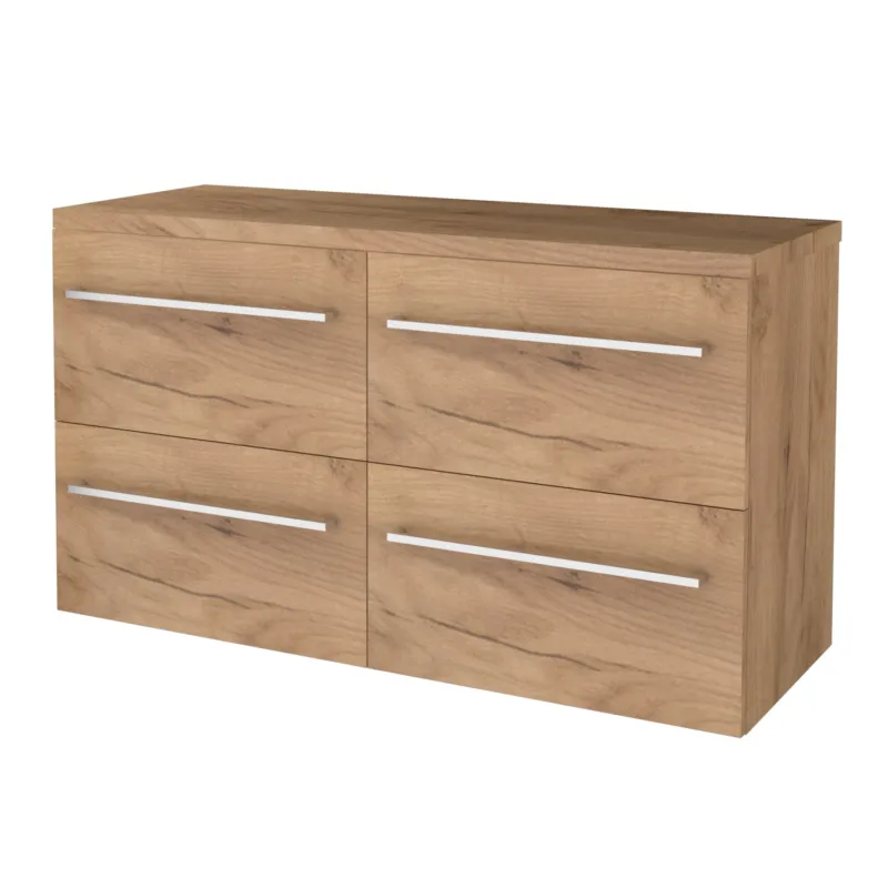 Badmeubelset Aquasplash Salt 120x46cm Met Grepen (Kleurkeuze) 4 Lades Met Afdekplaat Whisky Oak Bestel Nu