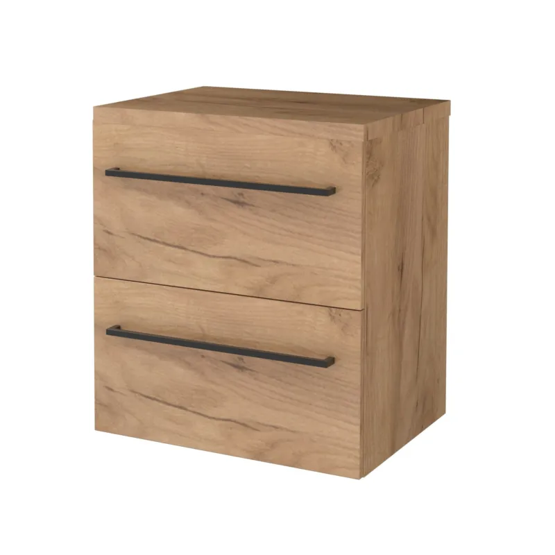 Badmeubelset Aquasplash Salt 60x46cm Met Grepen (Kleurkeuze) 2 Lades Met Afdekplaat Whisky Oak Korting