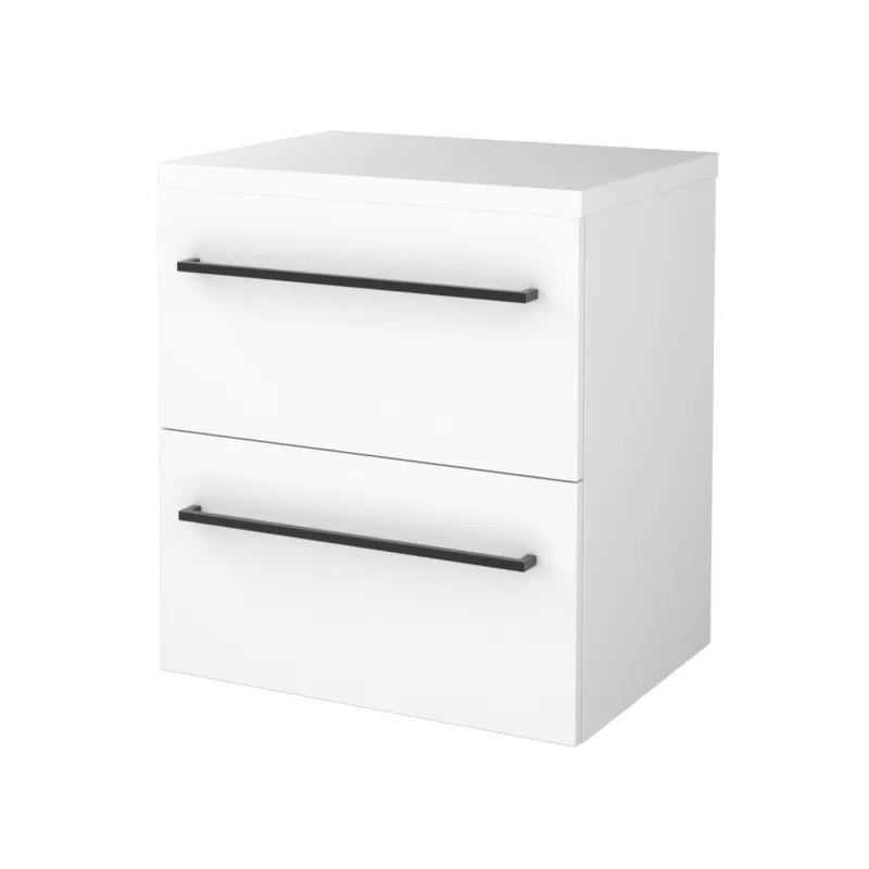 Badmeubelset Aquasplash Salt 60x46cm Met Grepen (Kleurkeuze) 2 Lades Met Afdekplaat Ice White Betrouwbaar