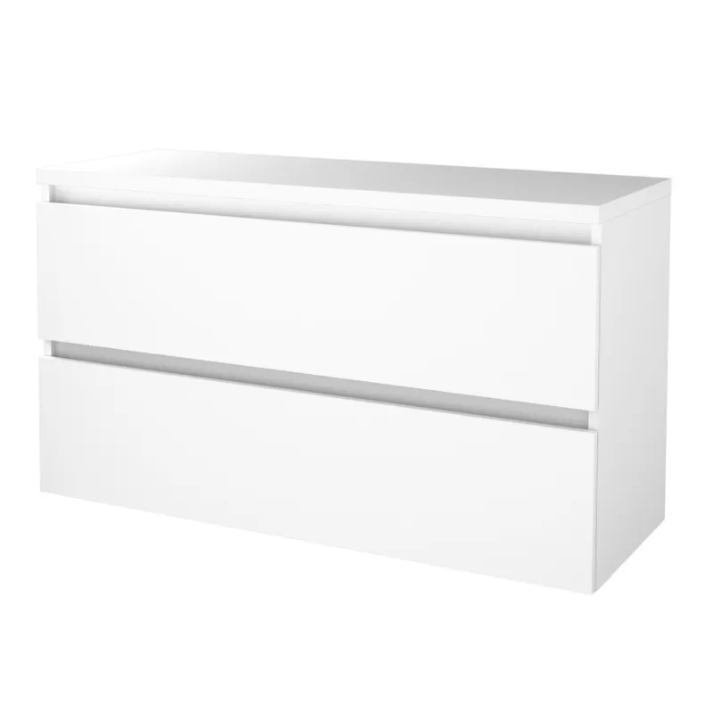 Finale Uitverkoop Badmeubelset Aquasplash Salt 120x46cm Greeploos 2 Lades Met Afdekplaat Ice White