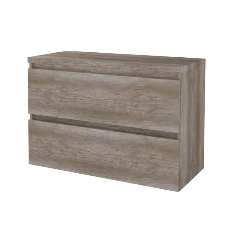 Badmeubelset Aquasplash Salt 100x46cm Greeploos 2 Lades Met Afdekplaat Scotch Oak Gecertificeerd