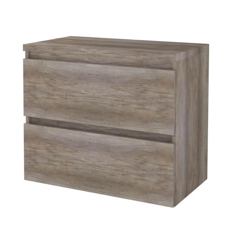 Badmeubelset Aquasplash Salt 80x46cm Greeploos 2 Lades Met Afdekplaat Scotch Oak Betrouwbaar