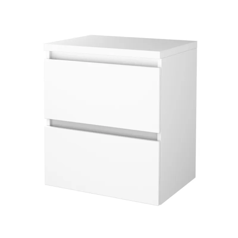 Koop Online Badmeubelset Aquasplash Salt 60x46cm Greeploos 2 Lades Met Afdekplaat Ice White