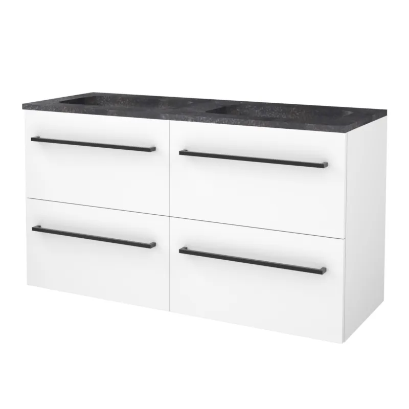 Badmeubelset Aquasplash Salt 120x46cm Met Grepen (Kleurkeuze) 4 Lades Met Wastafel Hardsteen Ice White Betrouwbaar