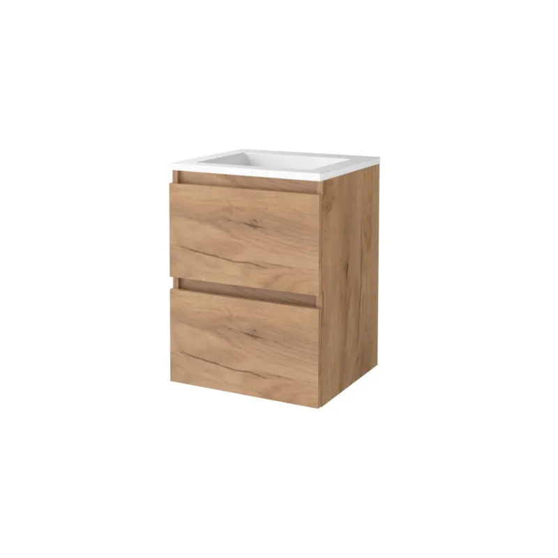 Badmeubelset Aquasplash Salt 50x46cm Greeploos 2 Lades Met Wastafel Acryl Whisky Oak Koop Vandaag